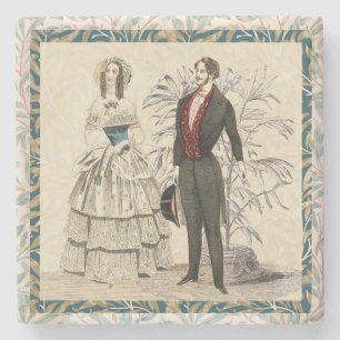 Dessous-de-verre En Pierre Illustration de mariage victorien vintage 1844