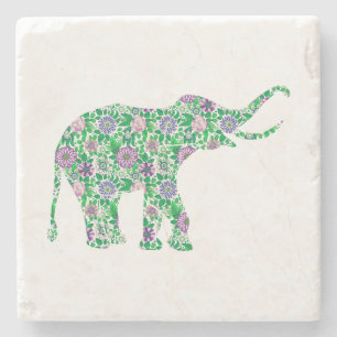 Dessous-de-verre En Pierre Illustration d'éléphant mou et vert