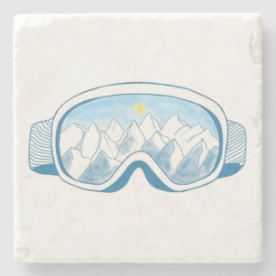 Dessous-de-verre En Pierre Illustration des lunettes de ski Sunny Mountain