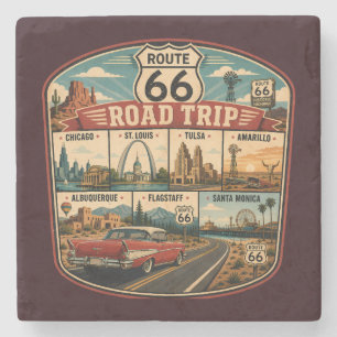 Dessous-de-verre En Pierre Illustration des monuments de la route 66 - Badge
