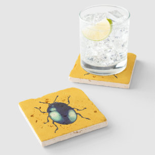 Dessous-de-verre En Pierre Illustration du coléoptère bleu brillant