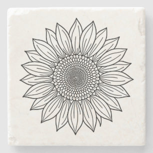 Dessous-de-verre En Pierre Illustration florale de tournesol en ligne art