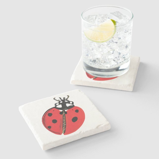 Dessous-de-verre En Pierre Illustration Lady Bug (Côté)