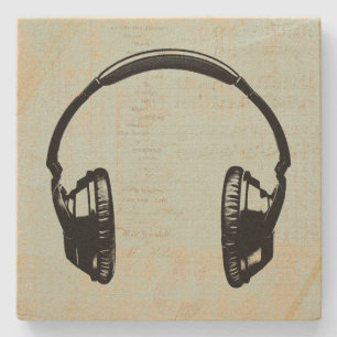 Dessous-de-verre En Pierre Illustration musicale casque Vintage Mint Green