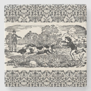 Dessous-de-verre En Pierre Illustration victorienne d'art antique d'animal de