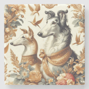 Dessous-de-verre En Pierre Illustration vintage de Chien de Borzoi