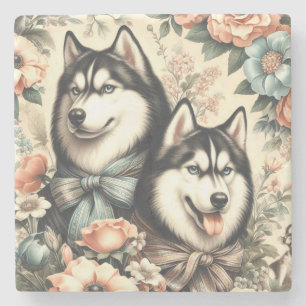 Dessous-de-verre En Pierre Illustration vintage de Husky en Sibérie