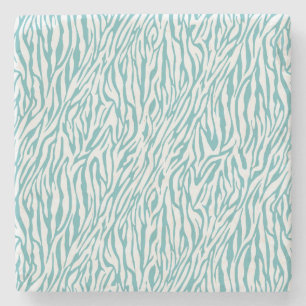 Dessous-de-verre En Pierre Impression Aqua White Zebra