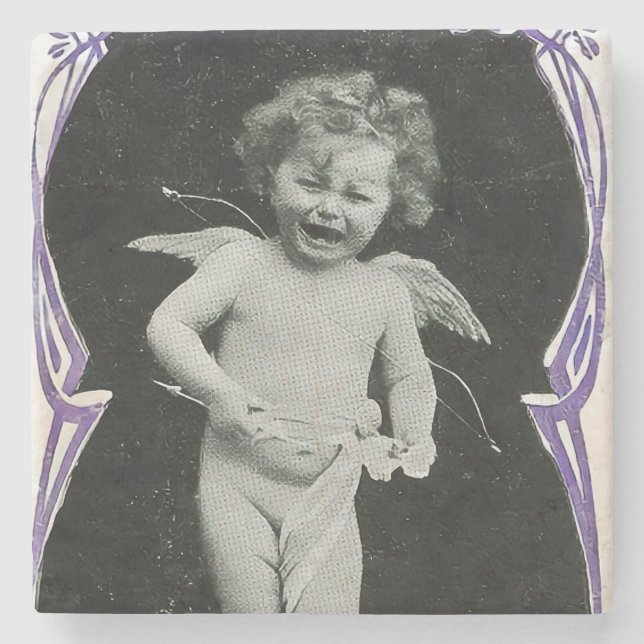 Dessous-de-verre En Pierre Impression d'ange chérubin triste (Devant)