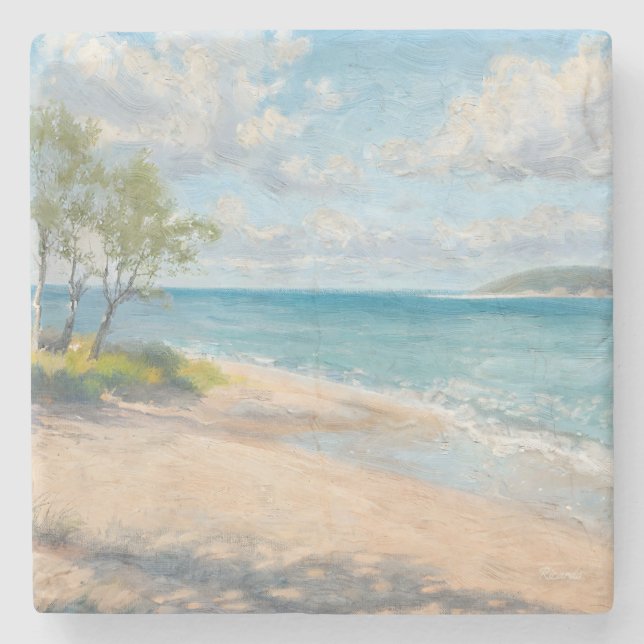 Dessous-de-verre En Pierre Impression d'art de plage Fine Coastal Breeze (Devant)