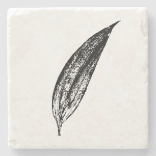 Dessous-de-verre En Pierre Impression de feuille de lys blanc noir et blanc