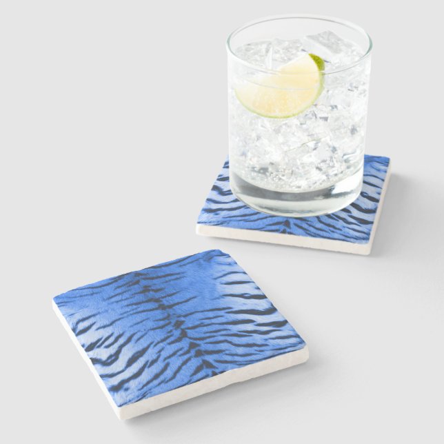 Dessous-de-verre En Pierre Impression de la peau de tigre bleu désert (Côté)
