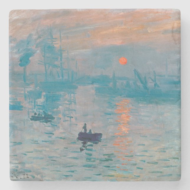 Dessous-de-verre En Pierre Impression Soleil Levant Claude Monet  (Devant)