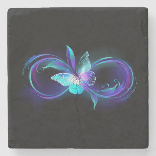 Dessous-de-verre En Pierre Infinité brillante avec papillon magique