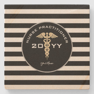 Dessous-de-verre En Pierre Infirmière Praticien Médicale Noir Personnalisé