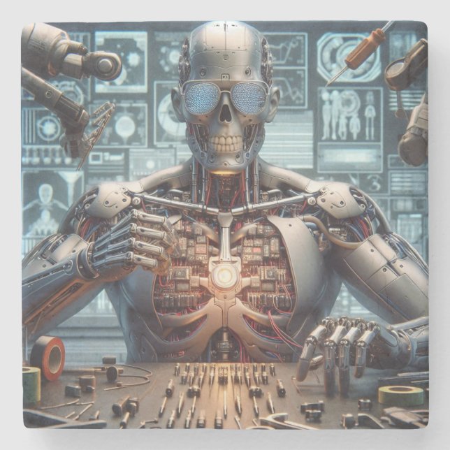 Dessous-de-verre En Pierre Ingénieur roboticien (Devant)