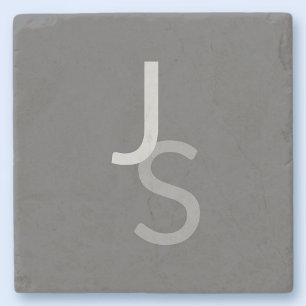 Dessous-de-verre En Pierre Initiales chevauchantes modernes monogrammées Gr