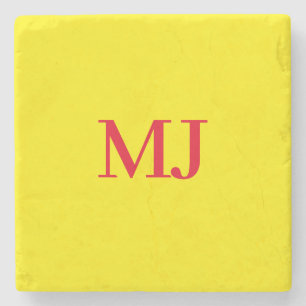 Dessous-de-verre En Pierre Initiales en monogramme jaune simple et tendance