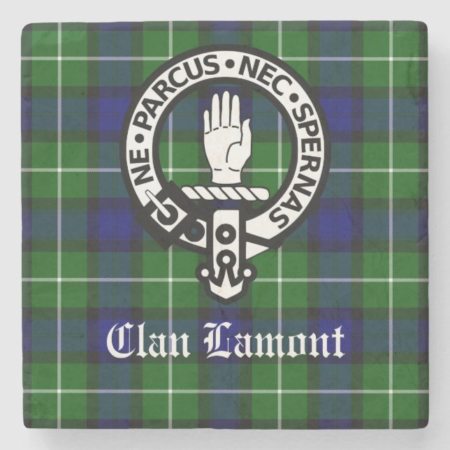 Dessous-de-verre En Pierre Insigne de Clan Écossais Lamont et Tartan (Devant)