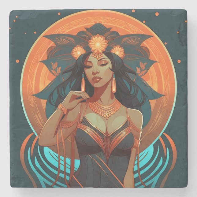 DESSOUS-DE-VERRE EN PIERRE INSPIRATION NATIVE #2 (Devant)