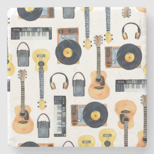 Dessous-de-verre En Pierre Instruments de musique : aquarelle transparente