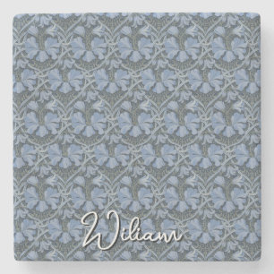 Dessous-de-verre En Pierre Invitation élégante à motif floral aquarelle bleue