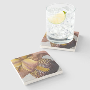 Dessous-de-verre En Pierre Iris barbu floral jaune et violet