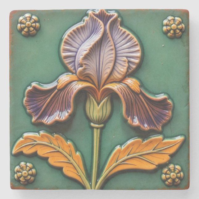 Dessous-de-verre En Pierre Iris violet et orange (Devant)