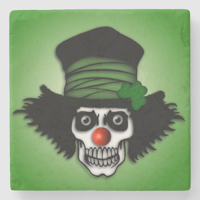 Dessous-de-verre En Pierre Irish Skeleton Clown Green (Devant)
