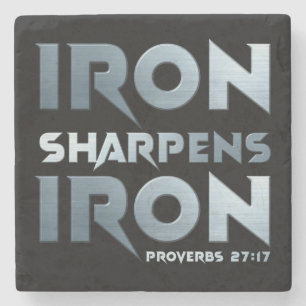Dessous-de-verre En Pierre Iron Sharpens Fer - Christian Men & Women Proverbe