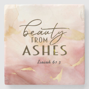 Dessous-de-verre En Pierre Isaïe 61 3 Beauté de Ashes Bible Verse Rose