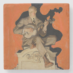 Dessous-de-verre En Pierre J.C. Leyendecker Joueur de banjo 1920 Art déco Art