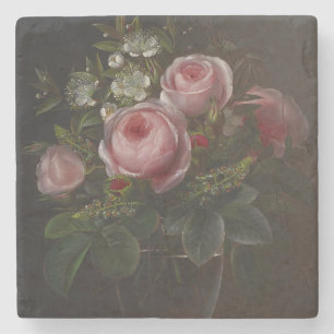 Dessous-de-verre En Pierre J.L. Jensen - Roses et arbres Anemones dans un ...
