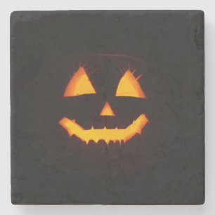 Dessous-de-verre En Pierre Jack-o'-lantern éclairé