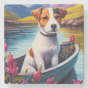 Dessous-de-verre En Pierre Jack Russell sur une pagaie : Une aventure panoram