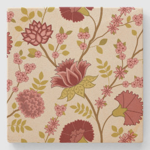 Dessous-de-verre En Pierre Jacobean Floral Lg Motif Reds Pinks Gold Crème