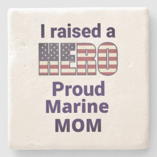 Dessous-de-verre En Pierre J'AI ÉLEVÉ UN HERO FIER MARINE MOM USA Drapeau Art