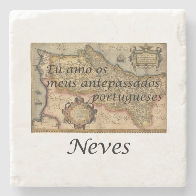 Dessous-de-verre En Pierre J'Aime Mes ancêtres portugais {Neves} Dessous de v (Devant)