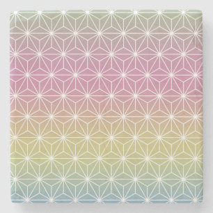 Dessous-de-verre En Pierre Japonais Asanoha traditionnel Print Pastel Arc-en-