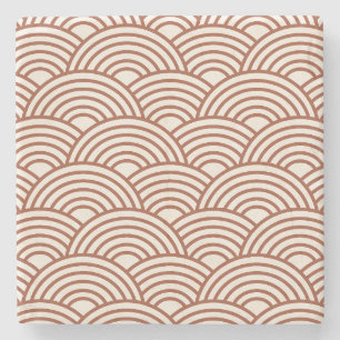 Dessous-de-verre En Pierre Japonaise Seigaiha Vave Rust Terracotta