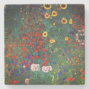 Dessous-de-verre En Pierre Jardin aux fleurs Gustav Klimt