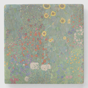 Dessous-de-verre En Pierre Jardin de ferme au tournesol floral vintage Klimt