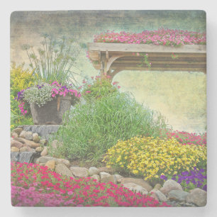 Dessous-de-verre En Pierre jardin de roche avec trellis