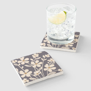 Dessous-de-verre En Pierre Jardin Moderne Floral Silhouette