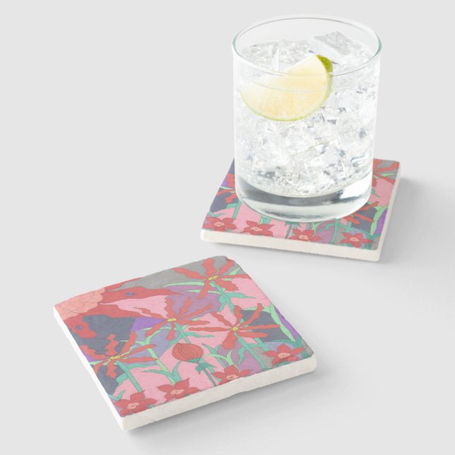 Dessous-de-verre En Pierre Jardins d'été à la nuit (Côté)