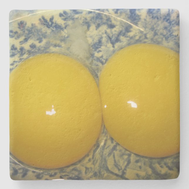 Dessous-de-verre En Pierre Jaune à deux oeufs (Devant)