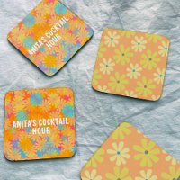 Jaune Orange Retro les années 70 Daisies Motif