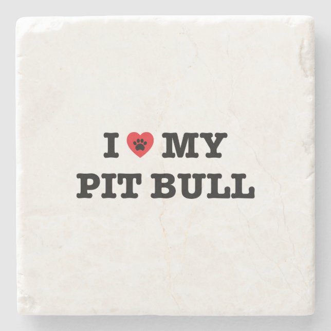 Dessous-de-verre En Pierre Je Coeur Mon Pit Bull (Devant)