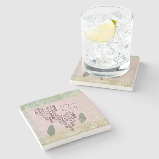 Dessous-de-verre En Pierre Je crois aux coeurs d'amour (Côté)