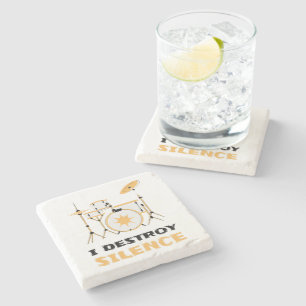 Dessous-de-verre En Pierre Je Détruis le Silence Batteur Drôle